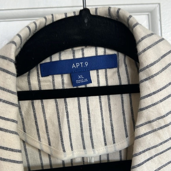 Apt. 9 Double Breasted Pinstripe Unlined Linen Blend Blazer Jacket - Picture 3 of 5